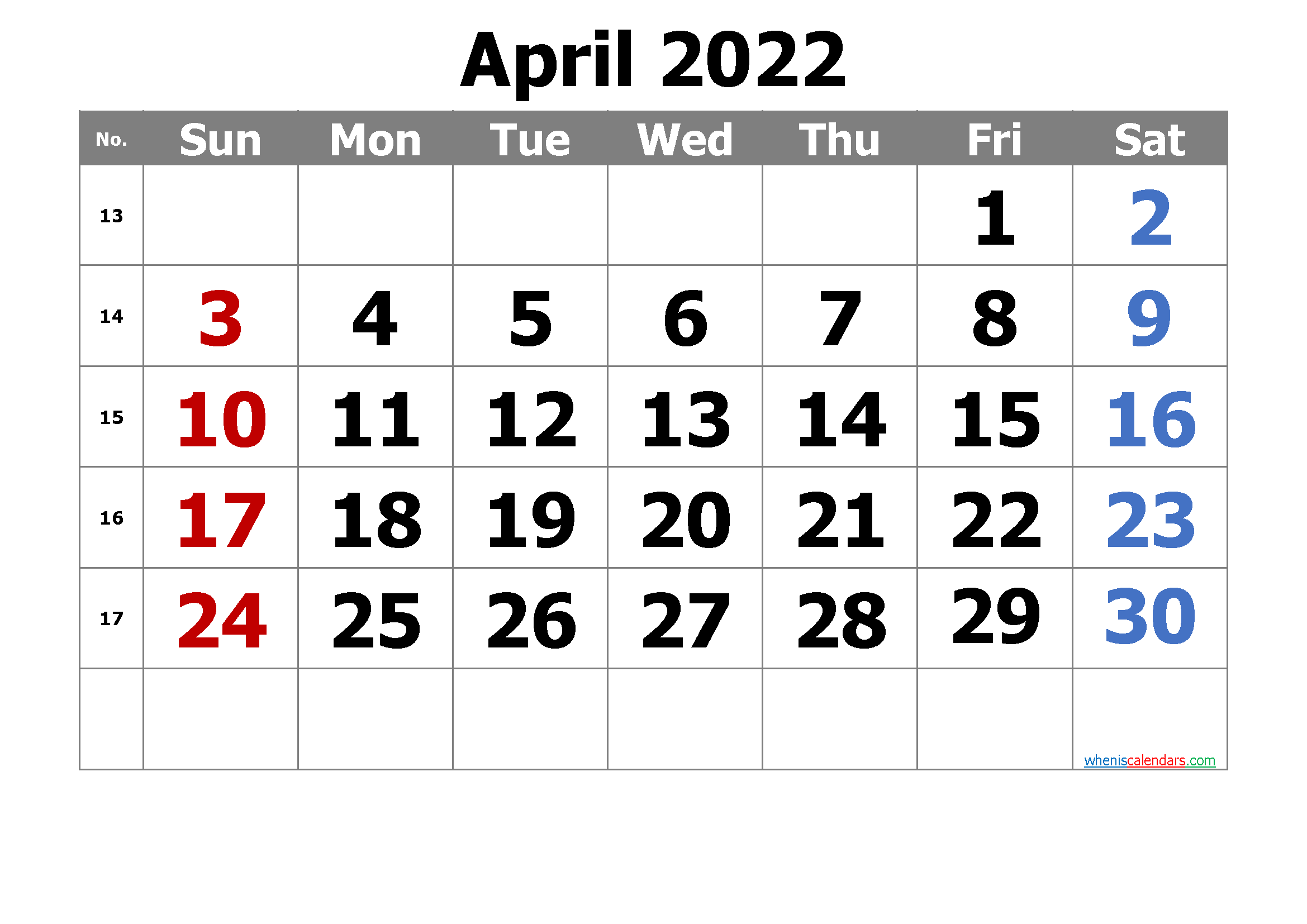 Free Printable April 2022 Calendar 12 Templates