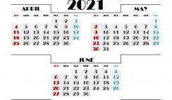 April May June 2021 Printable Calendar Free