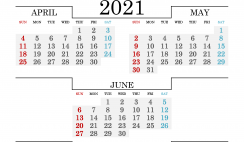 April May June 2021 Printable Calendar