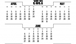 April May June 2021 Printable Calendar Free