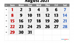 Free Calendar August 2021 Printable