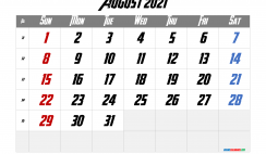 Free Editable August 2021 Calendar