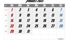 Editable August 2021 Calendar