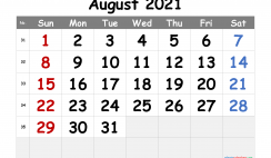 Printable August 2021 Calendar Free