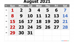 Editable August 2021 Calendar