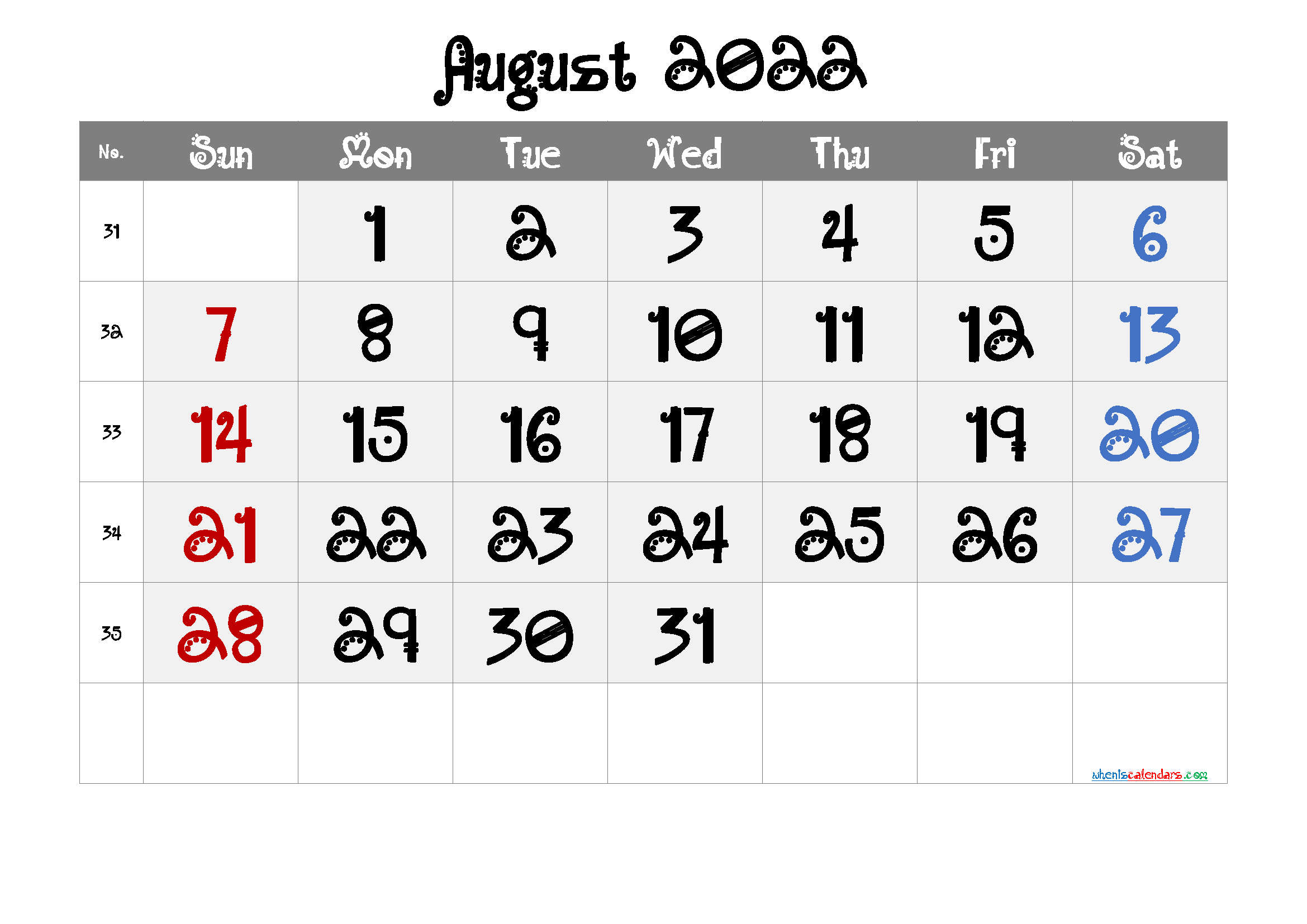 August 2022 Calendar with Holidays