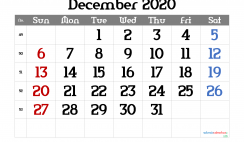 Editable December 2020 Calendar