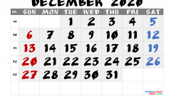 Calendar December 2020 Free Printable