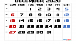 Printable December 2020 Calendar PDF