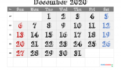 Free December 2020 Calendar Printable