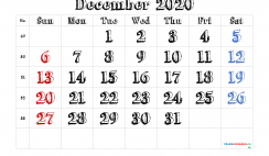 Printable December 2020 Calendar PDF
