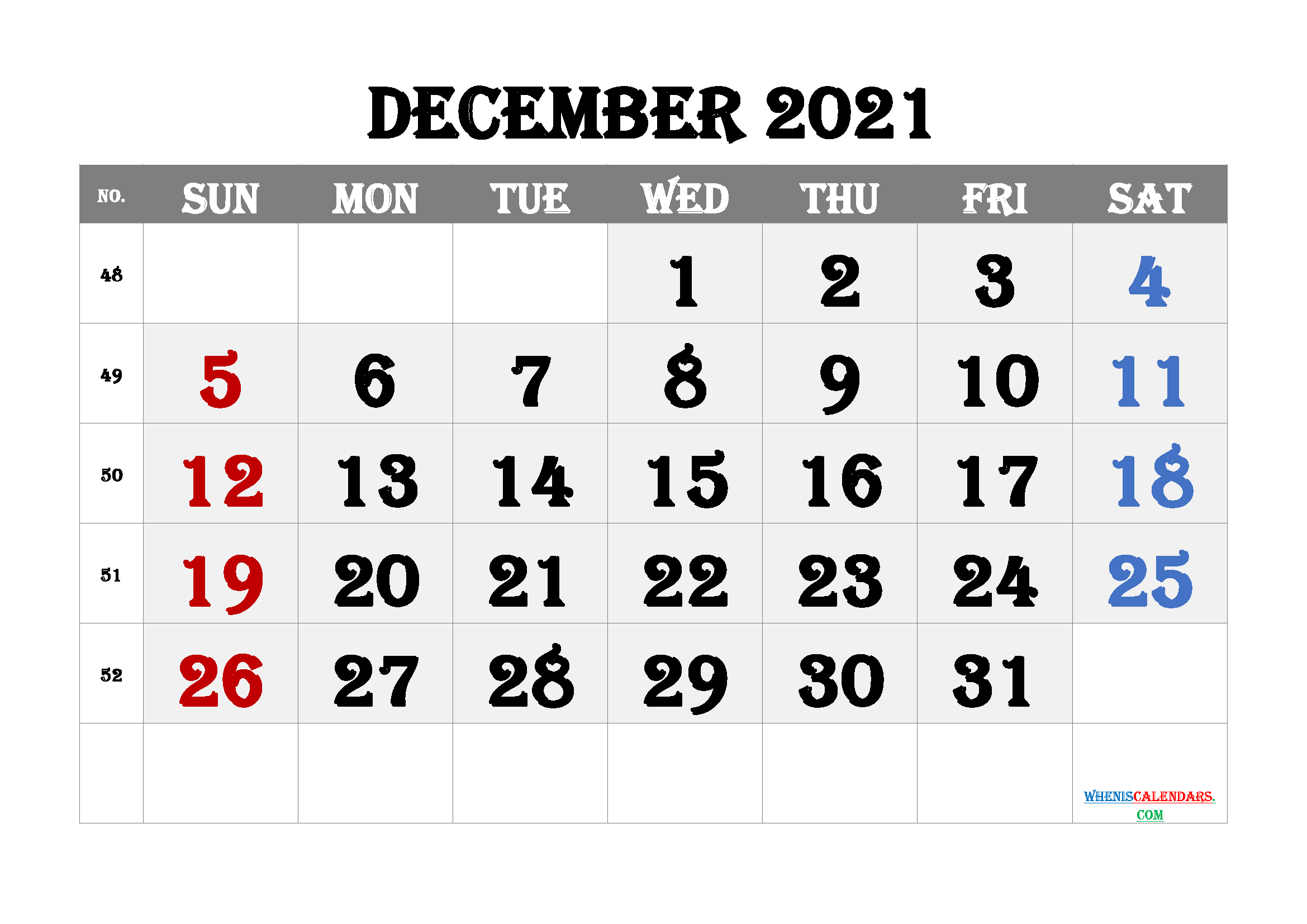 Free Editable December 2021 Calendar