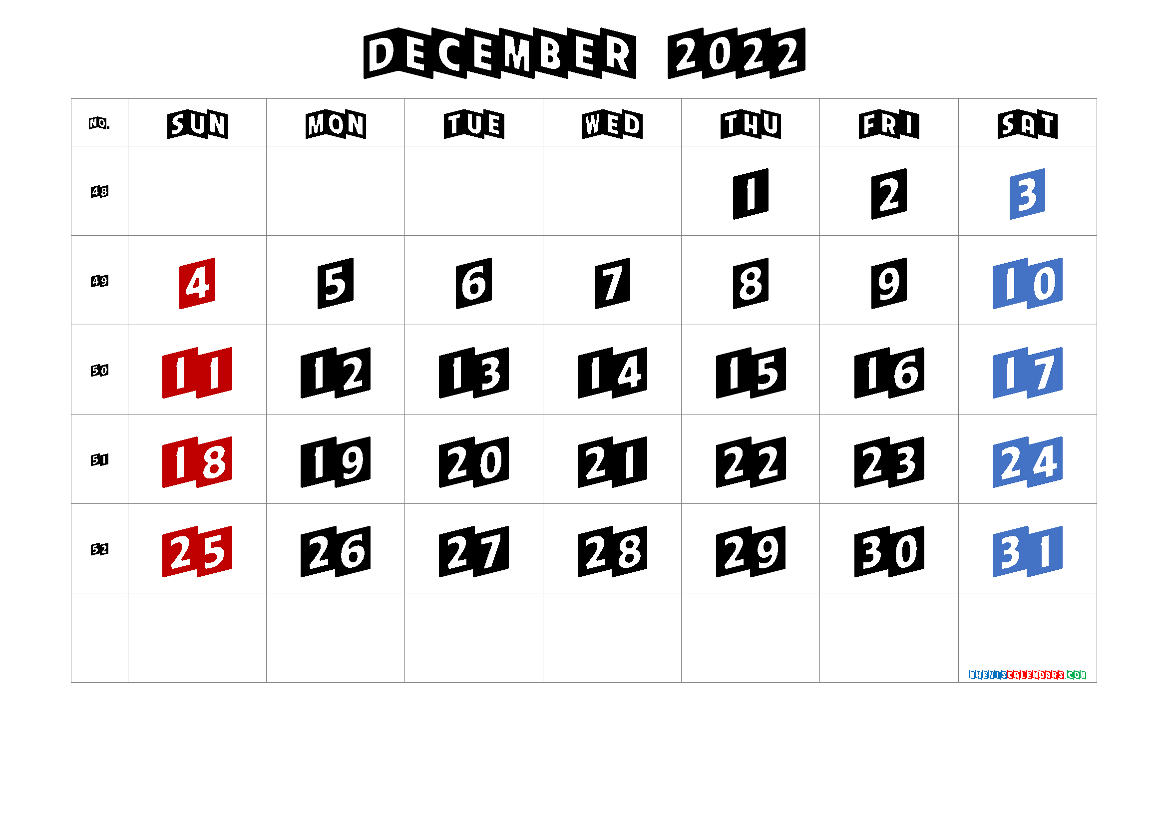 Free December 2022 Calendar Cute