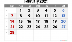 Printable February 2021 Calendar
