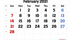Calendar February 2021 Printable Free