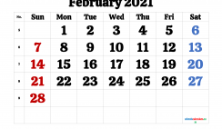 Calendar February 2021 Printable Free