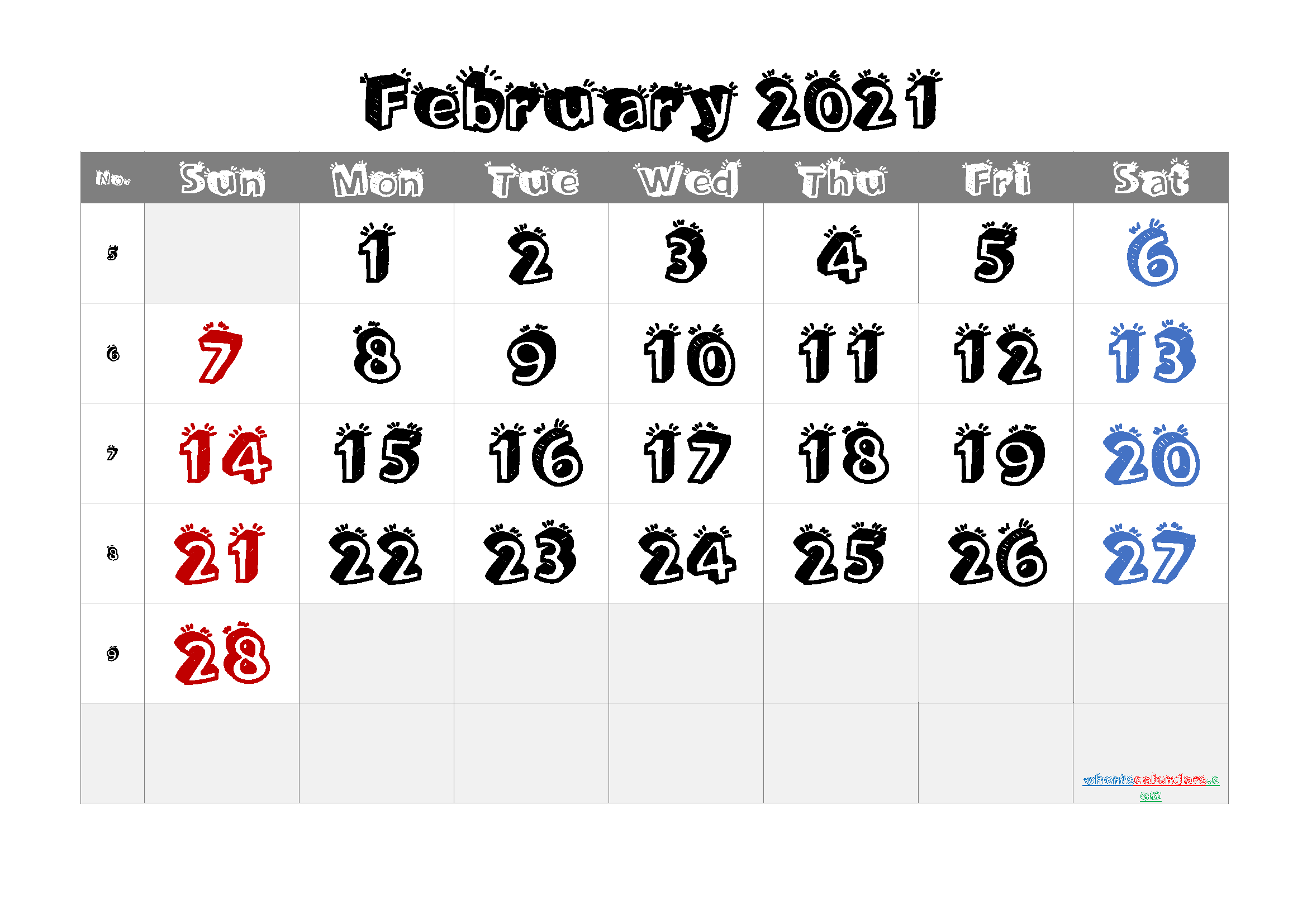 Free Printable  2021 Calendar