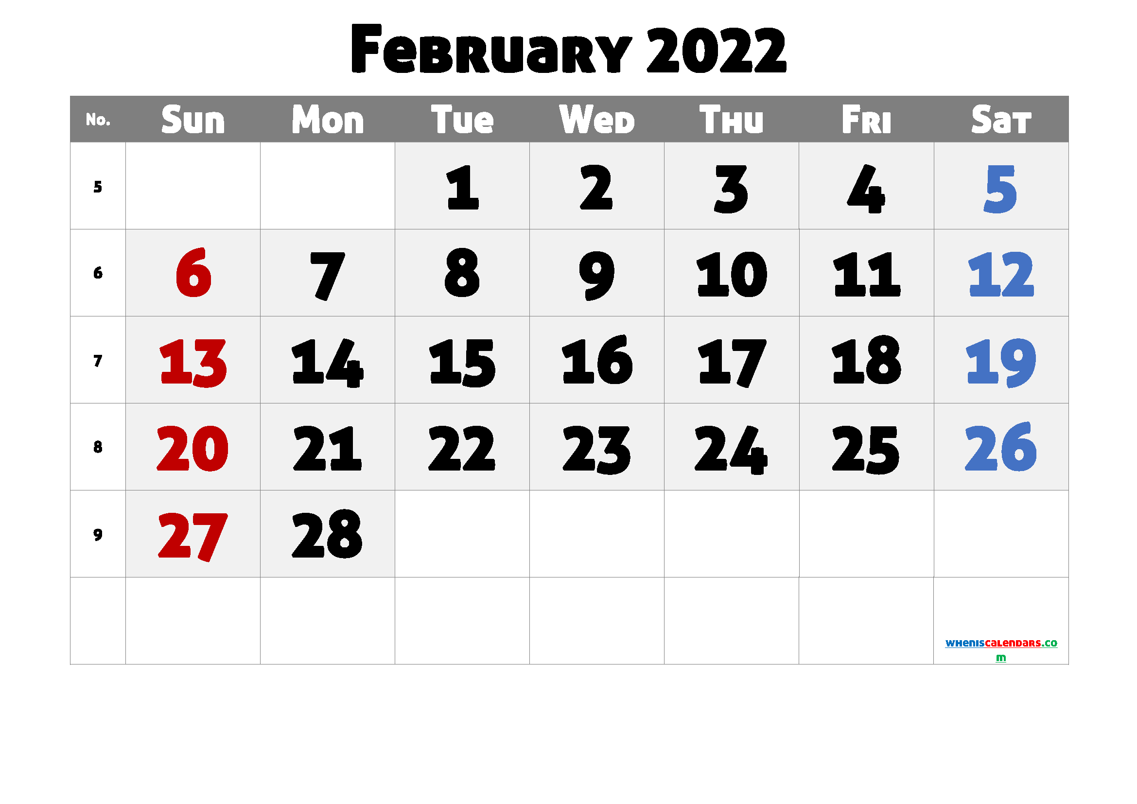 Cute February 2022 Calendar