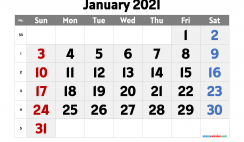 Free Calendar January 2021 Printable