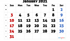Free January 2021 Calendar Printable