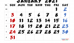 Calendar January 2021 Printable Free