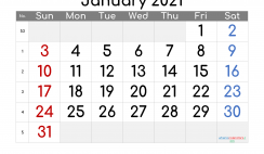 Free Editable January 2021 Calendar