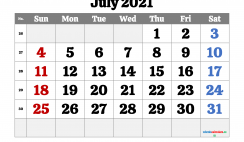 Printable July 2021 Calendar PDF