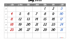 Calendar July 2021 Free Printable