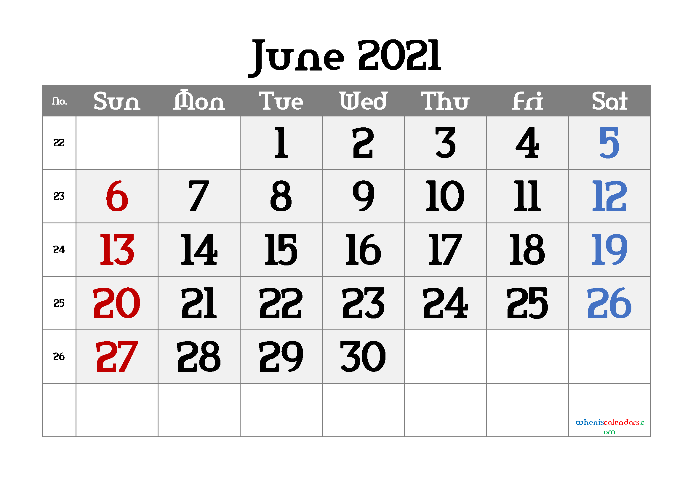 Editable June 2021 Calendar