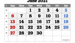 Free Calendar June 2021 Printable