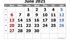 Calendar June 2021 Free Printable