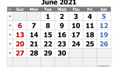 Free Editable June 2021 Calendar