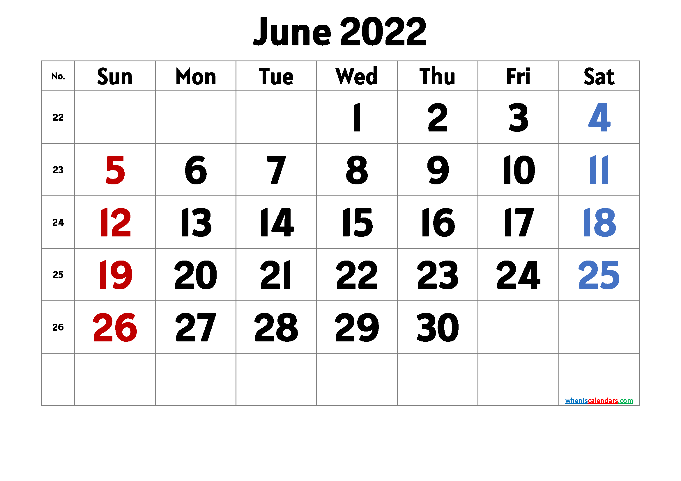 Free June 2022 Calendar Cute