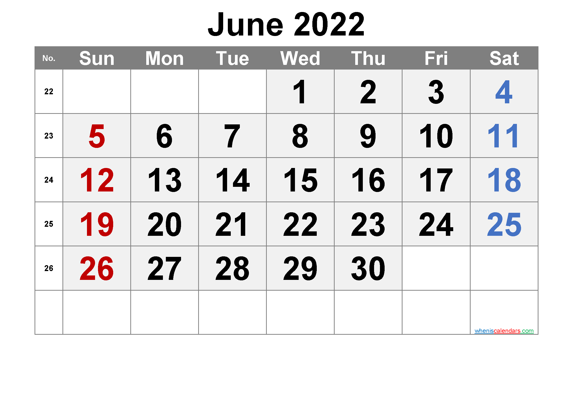 Free June 2022 Calendar Printable Cute