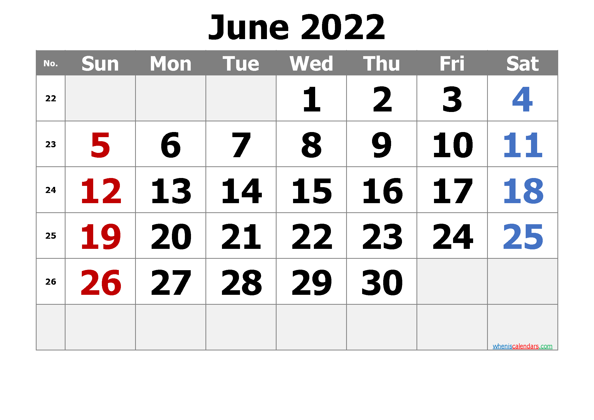 Free Cute June 2022 Calendar
