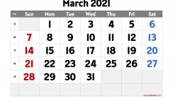 Printable March 2021 Calendar PDF