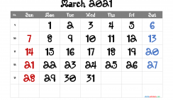 Calendar March 2021 Free Printable