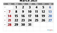 Free Calendar March 2021 Printable