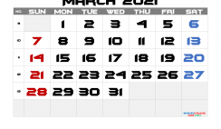 Free Editable March 2021 Calendar