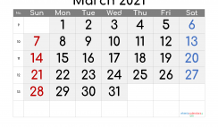 Editable March 2021 Calendar