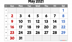 Printable May 2021 Calendar Free