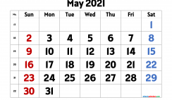 Calendar May 2021 Printable Free
