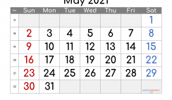 Free Editable May 2021 Calendar