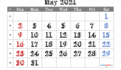 May 2021 Calendar Printable Free
