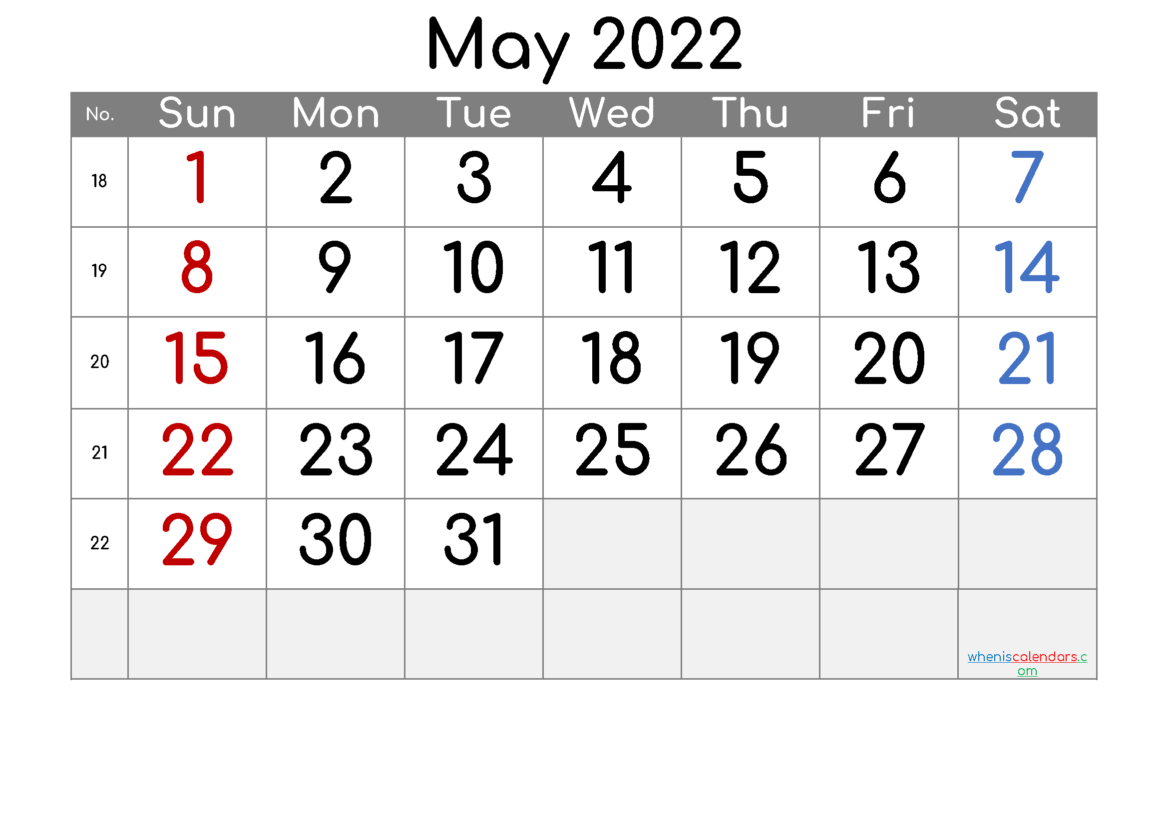 Free Cute May 2022 Calendar