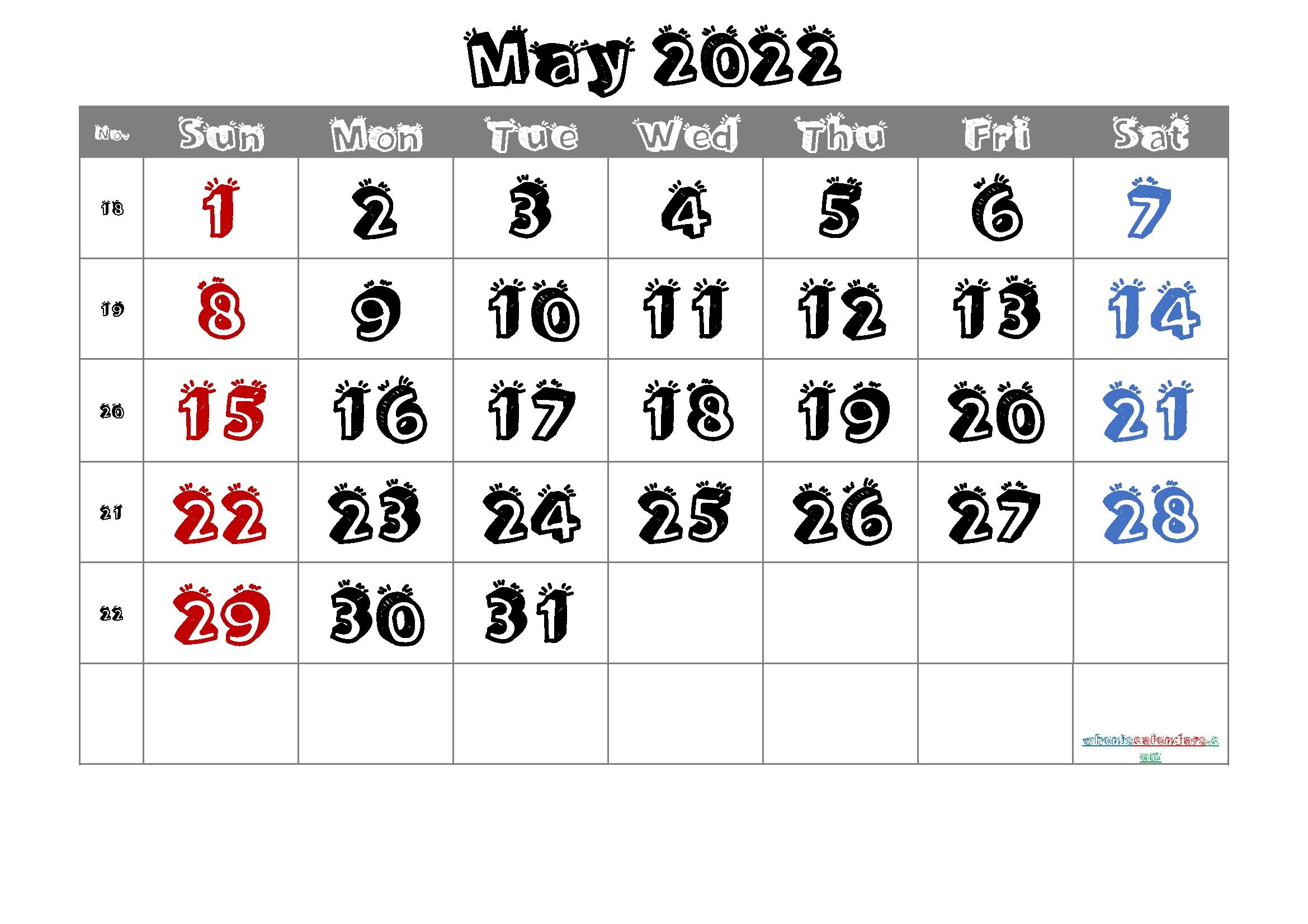 Cute May 2022 Calendar