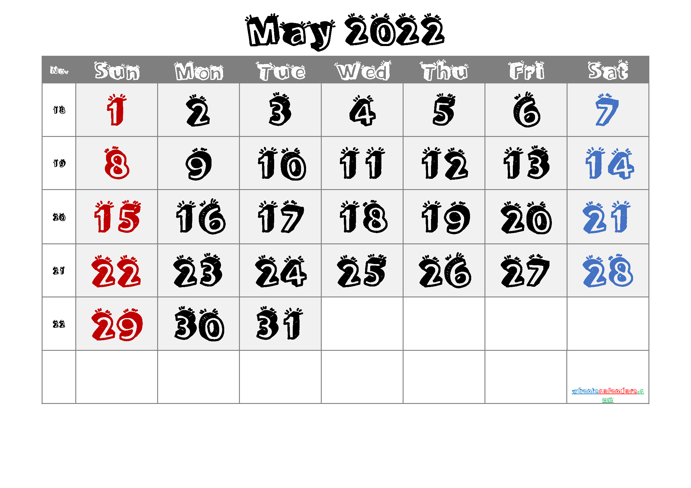 Free Cute May 2022 Calendar