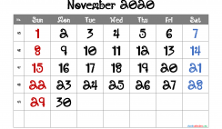 Free Editable November 2020 Calendar