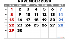 Editable November 2020 Calendar