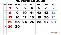 Printable November 2020 Calendar